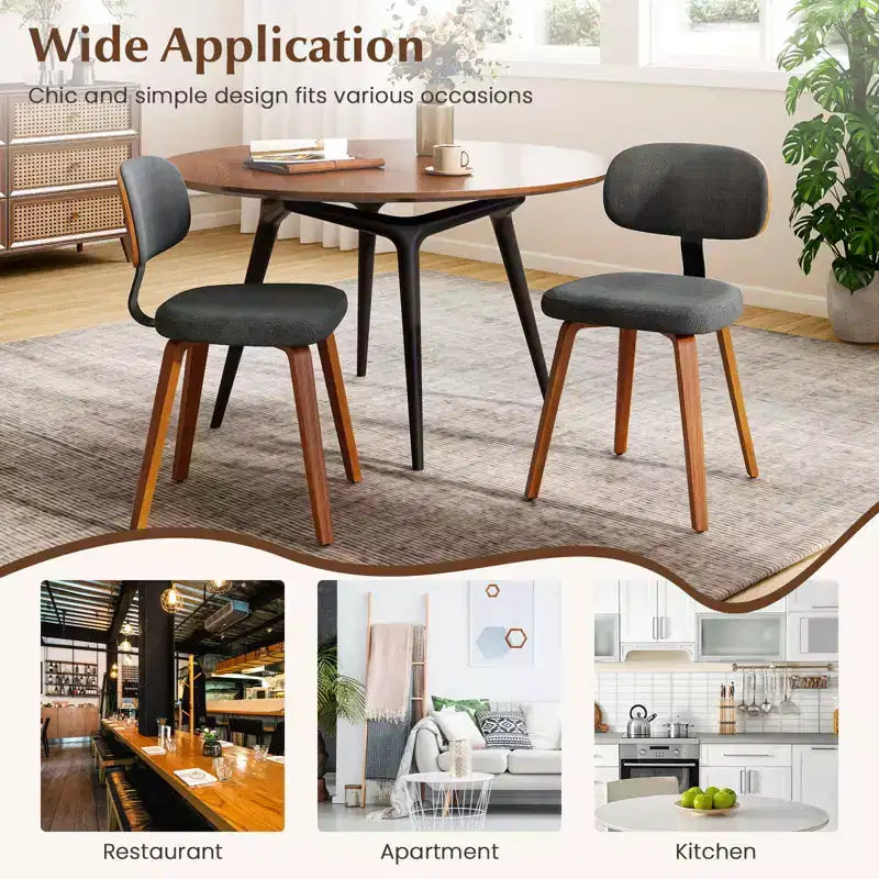 Costway Dining Chairs Set of 2 w/Curved Backrest Padded Seat for Dining Room Living Room
