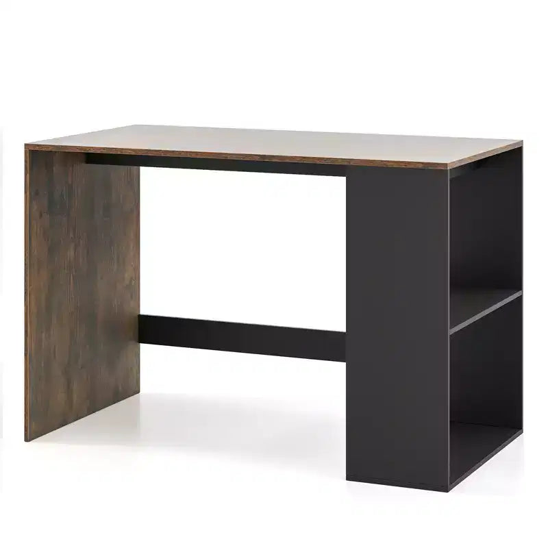 Costway Computer Desk 44'' Home Office Desk w/ 2-Tier Bookshelf Study Writing Desk