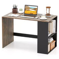 Costway Computer Desk 44'' Home Office Desk w/ 2-Tier Bookshelf Study Writing Desk