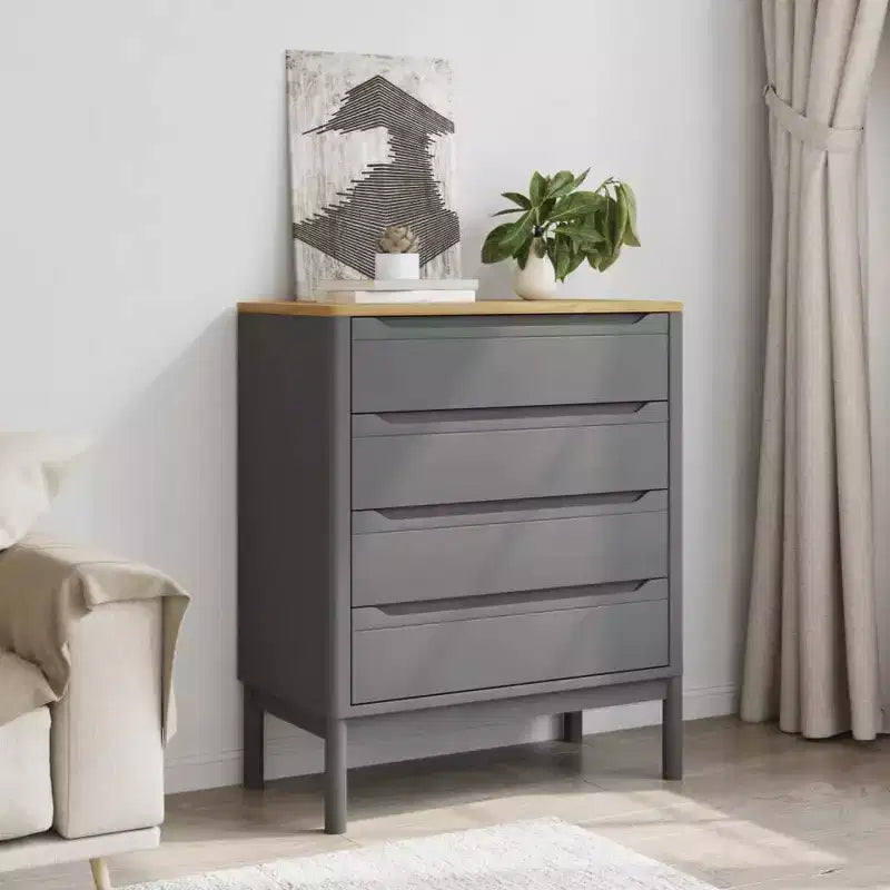 vidaXL Drawer Cabinet Wax Brown Solid Pine Wood Medium Chest Of Drawers