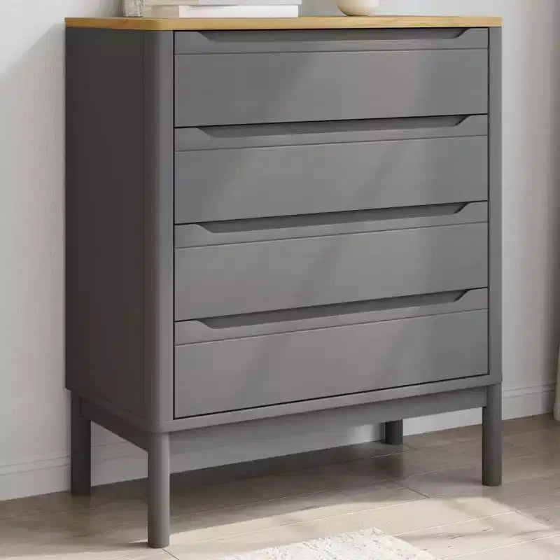 vidaXL Drawer Cabinet Wax Brown Solid Pine Wood Medium Chest Of Drawers