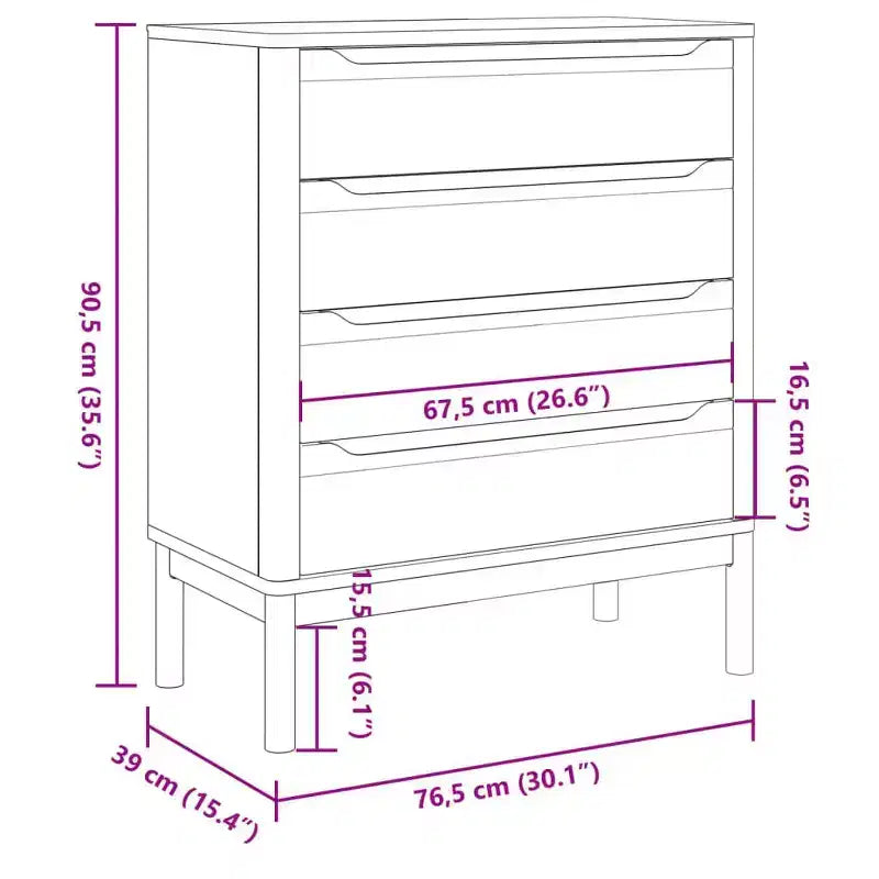 vidaXL Drawer Cabinet Wax Brown Solid Pine Wood Medium Chest Of Drawers