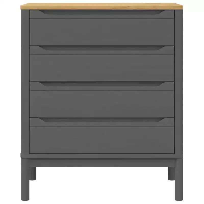 vidaXL Drawer Cabinet Wax Brown Solid Pine Wood Medium Chest Of Drawers
