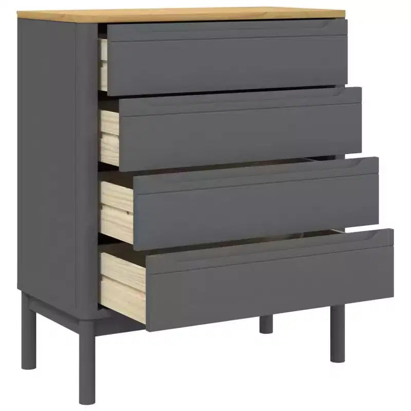 vidaXL Drawer Cabinet Wax Brown Solid Pine Wood Medium Chest Of Drawers