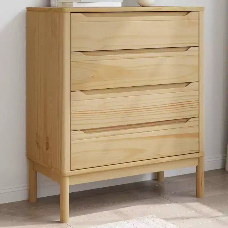 vidaXL Drawer Cabinet Wax Brown Solid Pine Wood Medium Chest Of Drawers
