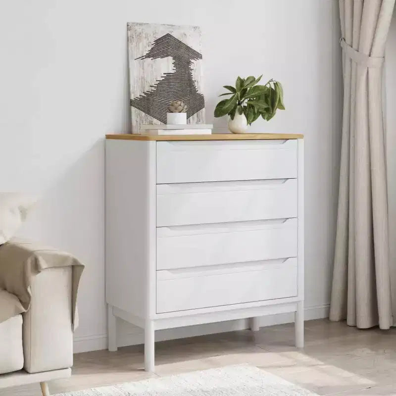 vidaXL Drawer Cabinet Wax Brown Solid Pine Wood Medium Chest Of Drawers