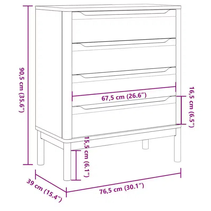 vidaXL Drawer Cabinet Wax Brown Solid Pine Wood Medium Chest Of Drawers