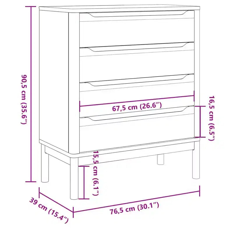 vidaXL Drawer Cabinet Wax Brown Solid Pine Wood Medium Chest Of Drawers