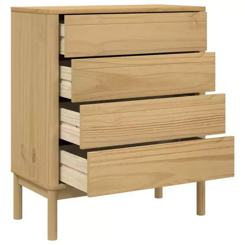 vidaXL Drawer Cabinet Wax Brown Solid Pine Wood Medium Chest Of Drawers
