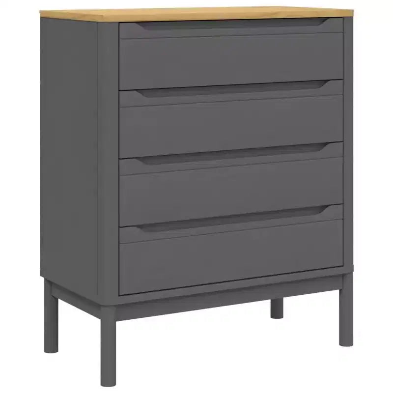 vidaXL Drawer Cabinet Wax Brown Solid Pine Wood Medium Chest Of Drawers