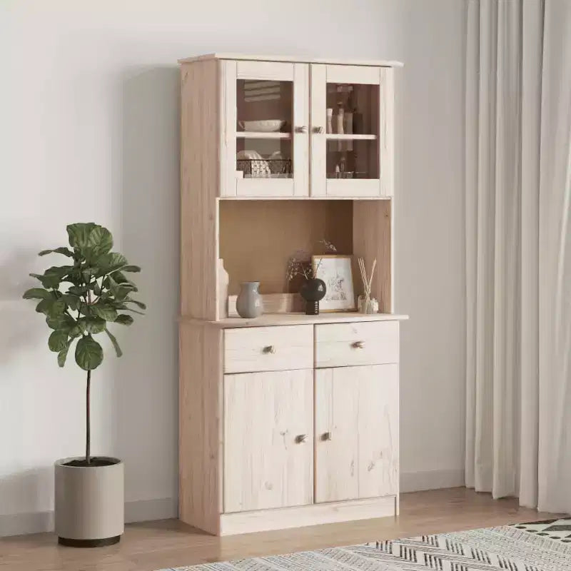 vidaXL Kitchen Shelf Wooden Dresser Top for Highboard ALTA Solid Wood Pine