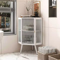 MAYEERTY 22.25 Floor Coner Cabinet with Tempered Glass Door & Storage Shelves for Bedroom Living Room Bedroom White