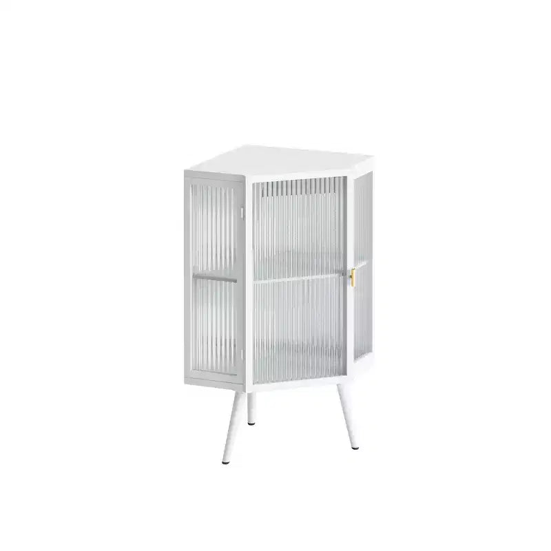 MAYEERTY 22.25 Floor Coner Cabinet with Tempered Glass Door & Storage Shelves for Bedroom Living Room Bedroom White
