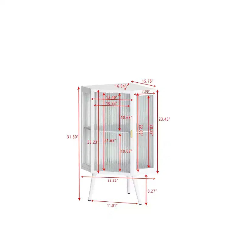 MAYEERTY 22.25 Floor Coner Cabinet with Tempered Glass Door & Storage Shelves for Bedroom Living Room Bedroom White