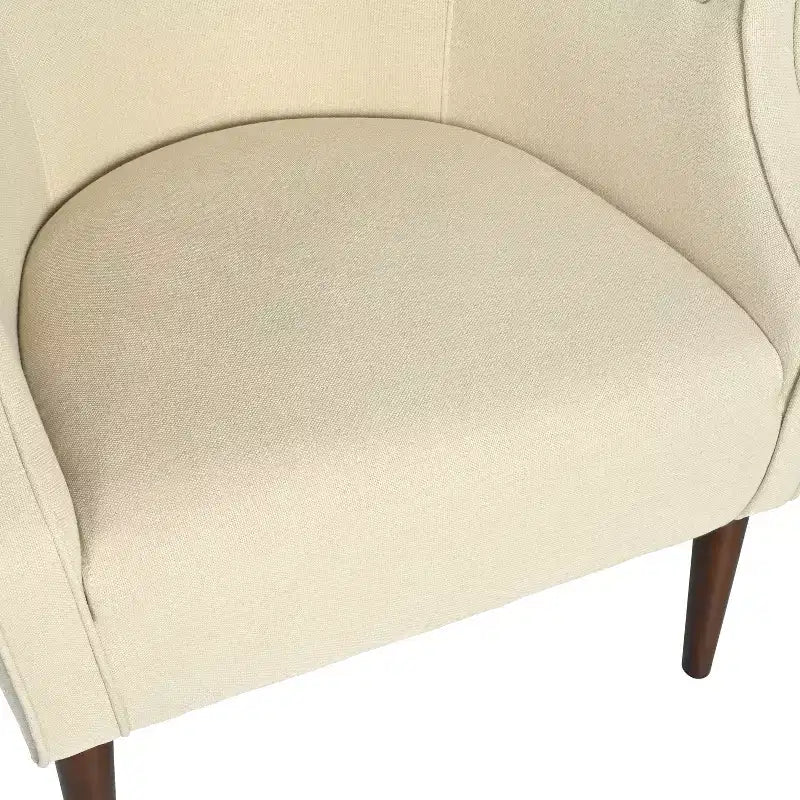 Modern Club Chair with Button-Tufted Back and Tonal Piping, Birch Wood Legs, for Living Room or Office