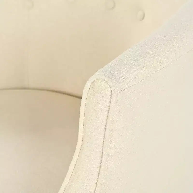 Modern Club Chair with Button-Tufted Back and Tonal Piping, Birch Wood Legs, for Living Room or Office