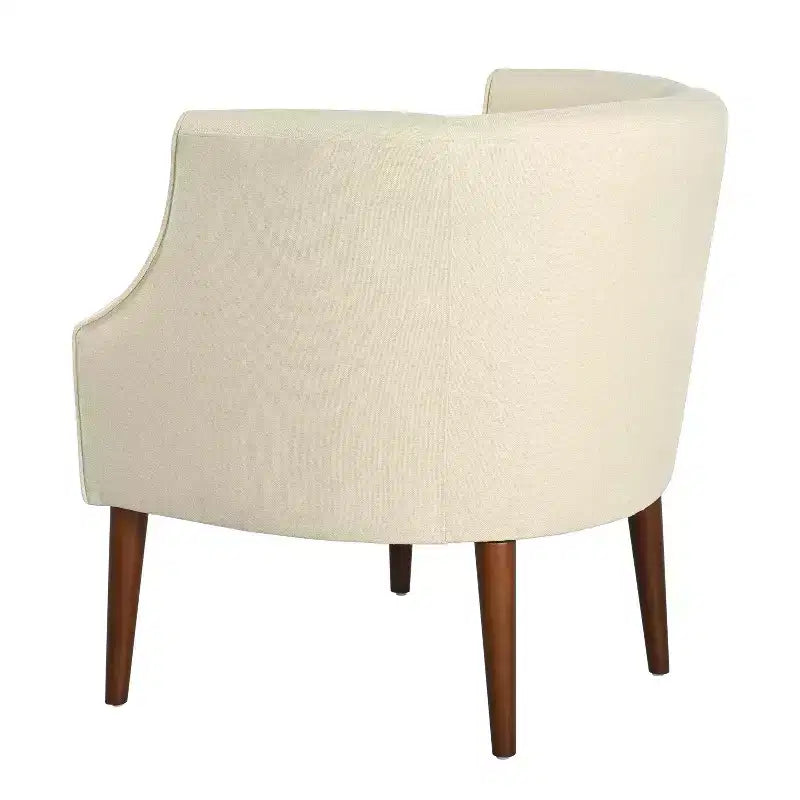Modern Club Chair with Button-Tufted Back and Tonal Piping, Birch Wood Legs, for Living Room or Office