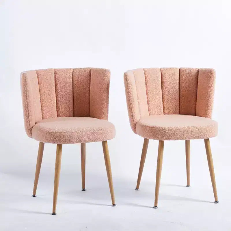 Set of 2 Modern Dining Chairs with Ergonomic Seat Design, Short Hair Cushions, and Comfortable Backrest, Beige Finish
