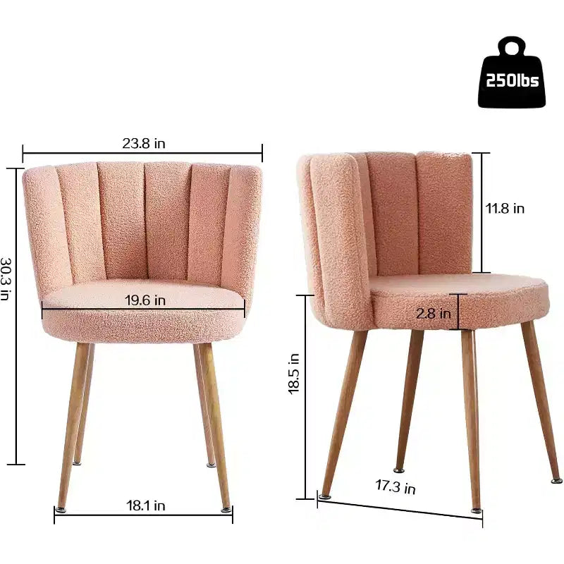 Set of 2 Modern Dining Chairs with Ergonomic Seat Design, Short Hair Cushions, and Comfortable Backrest, Beige Finish