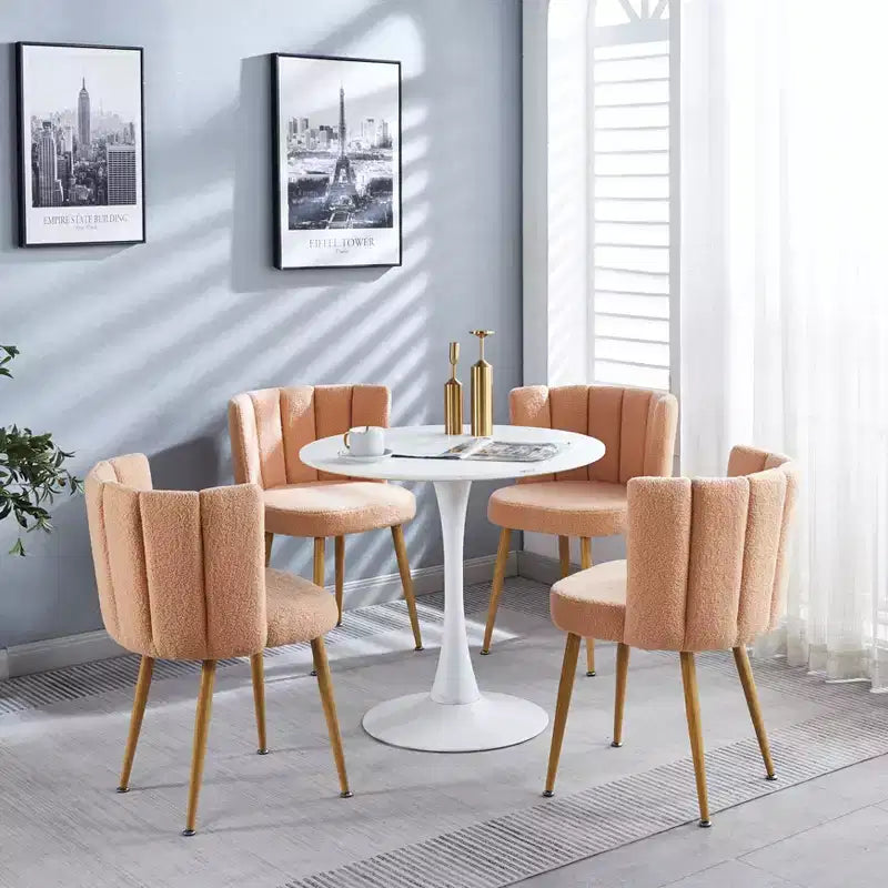 Set of 2 Modern Dining Chairs with Ergonomic Seat Design, Short Hair Cushions, and Comfortable Backrest, Beige Finish