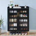 5-Tier Shoe Rack with Glass Front Doors, Durable Storage Organizer with Reinforced Support Legs, Modern Shoe Rack for Entrance or Front Door, Finish