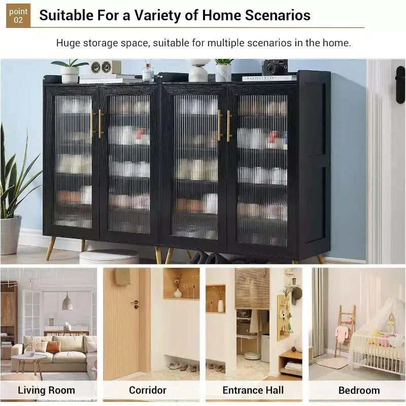 5-Tier Shoe Rack with Glass Front Doors, Durable Storage Organizer with Reinforced Support Legs, Modern Shoe Rack for Entrance or Front Door, Finish