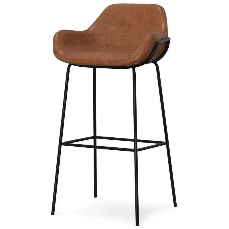 Zaniyah Contemporary Bar Stool in Vegan Faux Leather