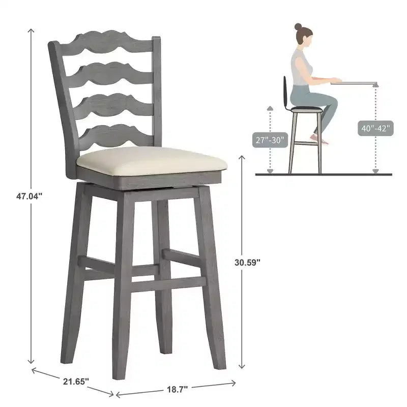 Calista French Ladder Swivel Counter and Bar Stools - iNSPIRE Q