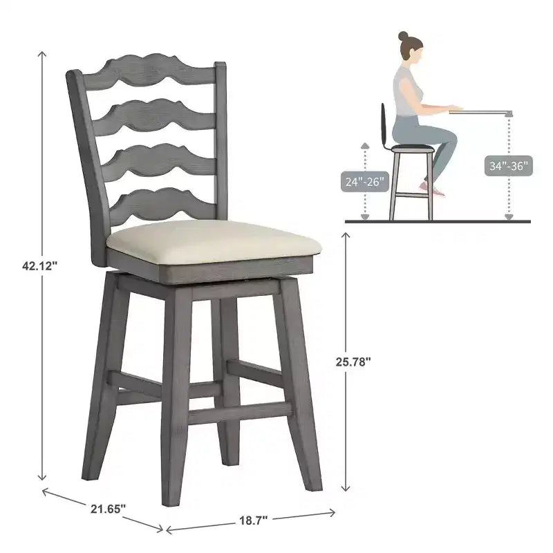 Calista French Ladder Swivel Counter and Bar Stools - iNSPIRE Q
