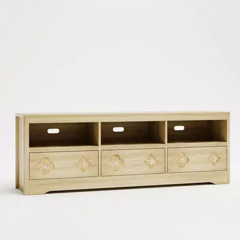 TV Stand for 70-85 TV, Entertainment Center with Carved Drawer and Open Storage Shelf, TV Console Media Cabinet Table for Living Room, Bedroom