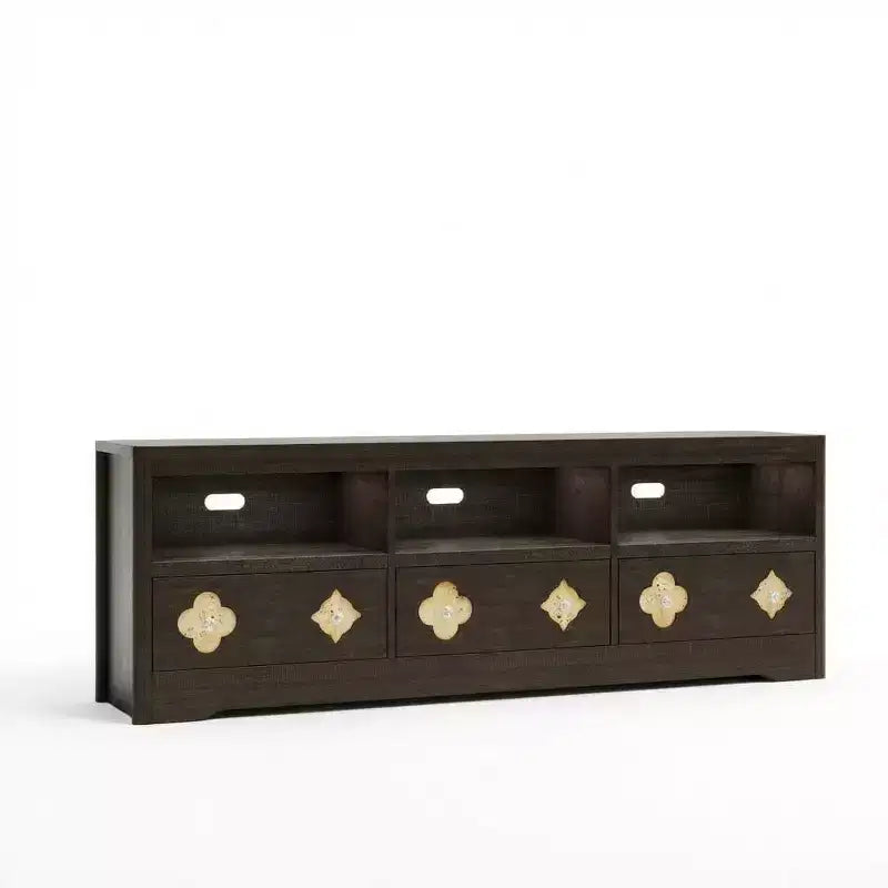 TV Stand for 70-85 TV, Entertainment Center with Carved Drawer and Open Storage Shelf, TV Console Media Cabinet Table for Living Room, Bedroom