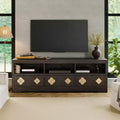 TV Stand for 70-85 TV, Entertainment Center with Carved Drawer and Open Storage Shelf, TV Console Media Cabinet Table for Living Room, Bedroom