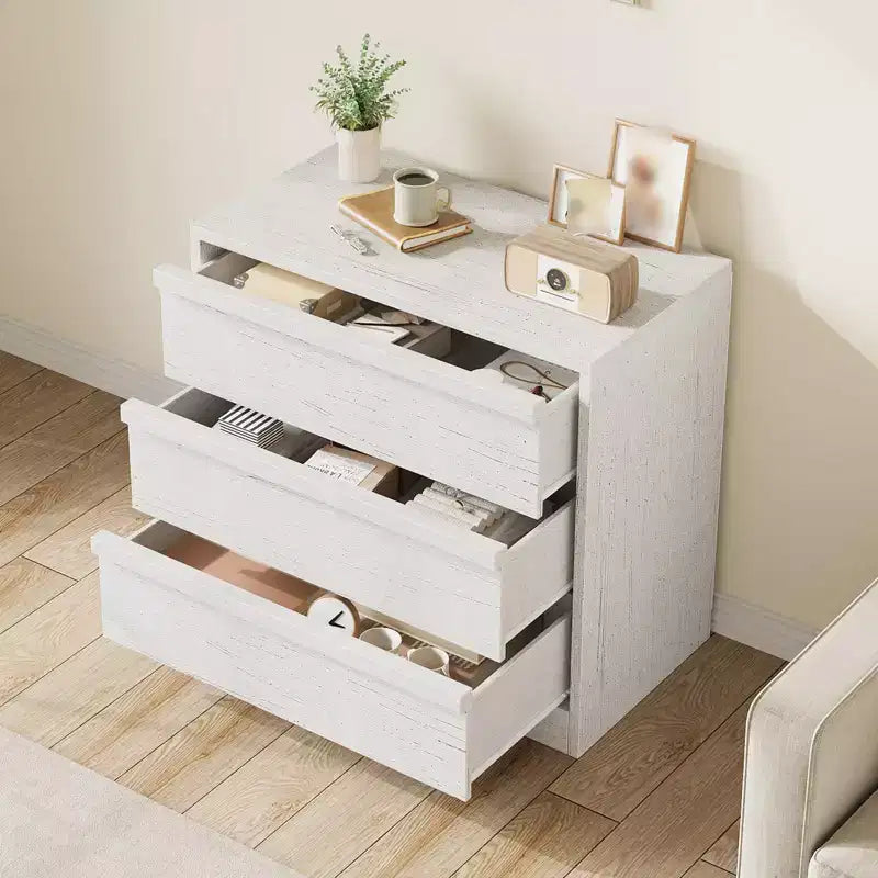 3/4/5 Drawers Dresser for Bedroom, Dressers & Chest of Drawers w/Curved Profile Design, Wood Mid Century Vertical Storage Dressers Organizer