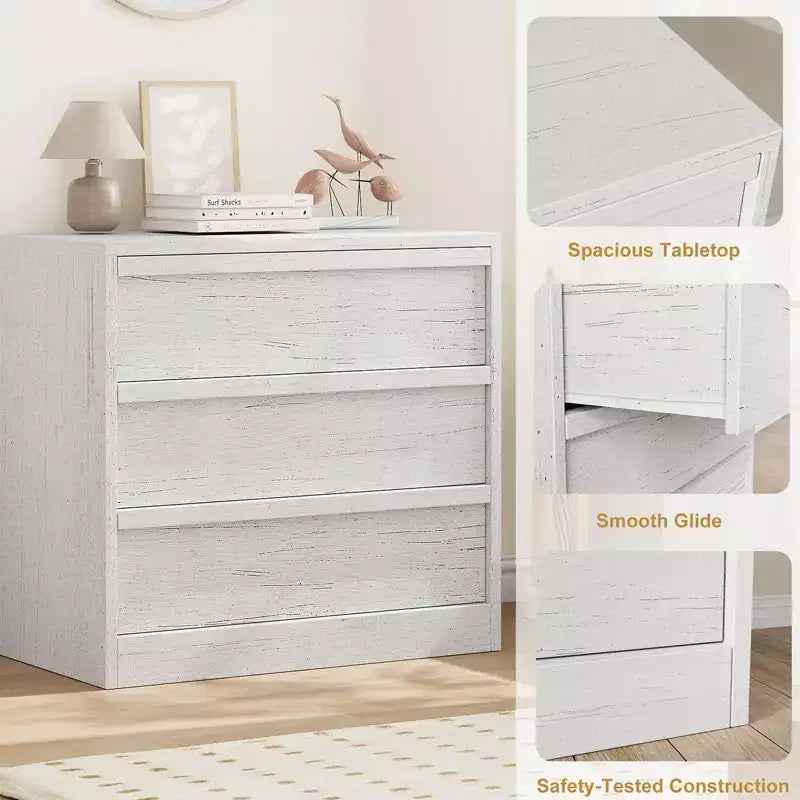 3/4/5 Drawers Dresser for Bedroom, Dressers & Chest of Drawers w/Curved Profile Design, Wood Mid Century Vertical Storage Dressers Organizer