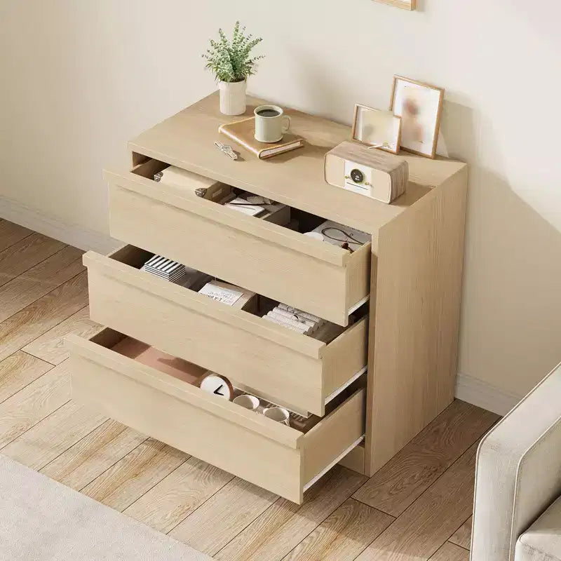 3/4/5 Drawers Dresser for Bedroom, Dressers & Chest of Drawers w/Curved Profile Design, Wood Mid Century Vertical Storage Dressers Organizer