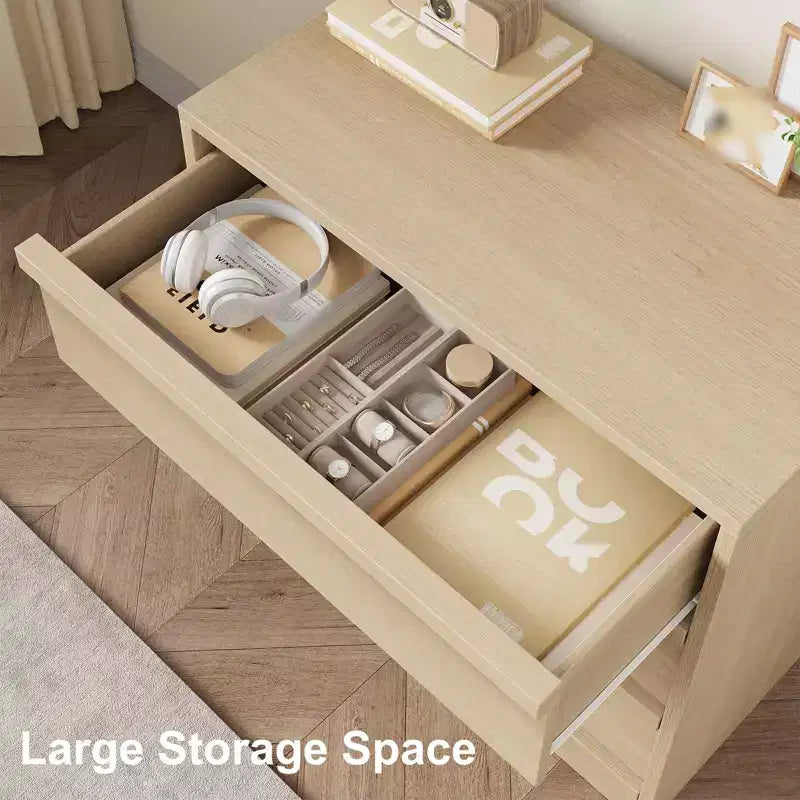 3/4/5 Drawers Dresser for Bedroom, Dressers & Chest of Drawers w/Curved Profile Design, Wood Mid Century Vertical Storage Dressers Organizer