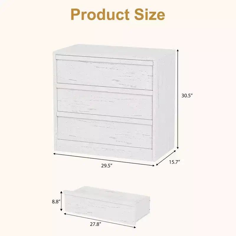 3/4/5 Drawers Dresser for Bedroom, Dressers & Chest of Drawers w/Curved Profile Design, Wood Mid Century Vertical Storage Dressers Organizer