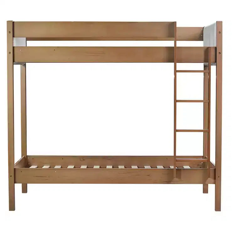 Bellemave Twin Over Twin Bunk Bed with Teddy Boucle Upholstered Headboard & Footboard, Rubberwood Frame, Safety Guardrails, Ladder, Natural