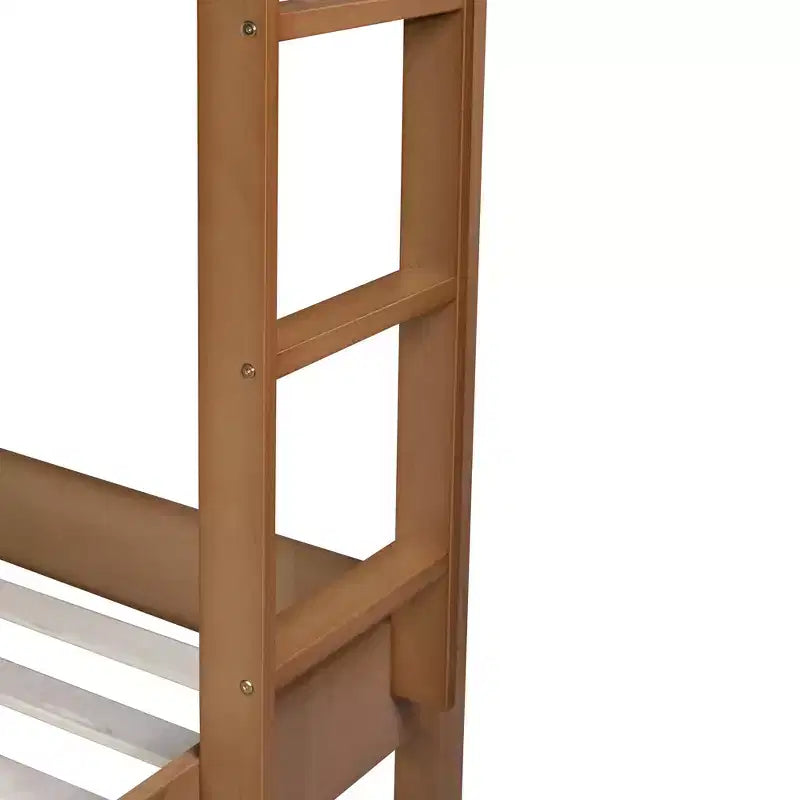Bellemave Twin Over Twin Bunk Bed with Teddy Boucle Upholstered Headboard & Footboard, Rubberwood Frame, Safety Guardrails, Ladder, Natural