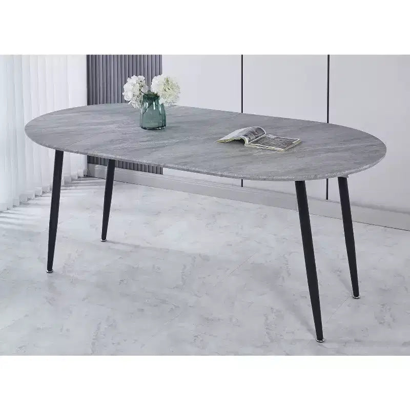 Extensible Dining Table with Metal Leg and MDF Top, 100/140/180x100x75cm, for Dining Room, Office, or Coffee Table