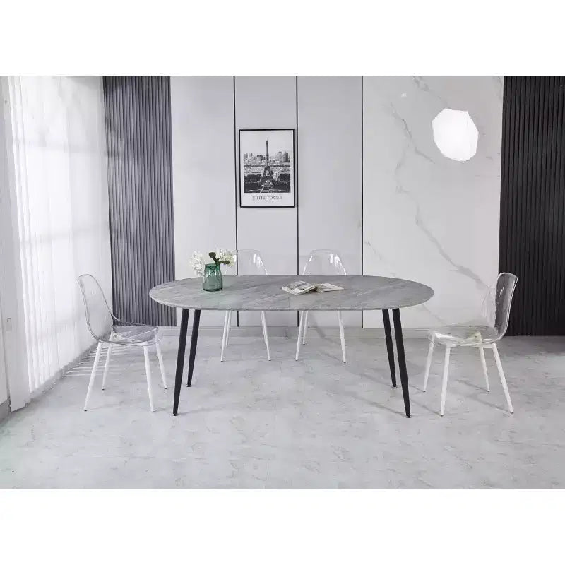 Extensible Dining Table with Metal Leg and MDF Top, 100/140/180x100x75cm, for Dining Room, Office, or Coffee Table