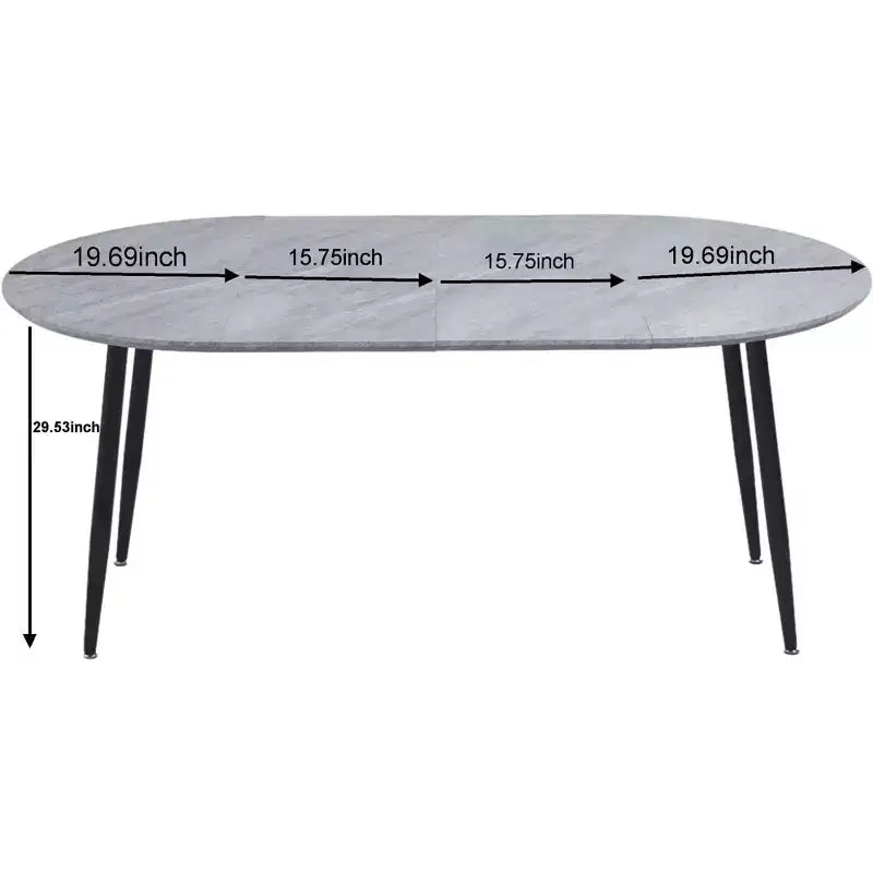 Extensible Dining Table with Metal Leg and MDF Top, 100/140/180x100x75cm, for Dining Room, Office, or Coffee Table