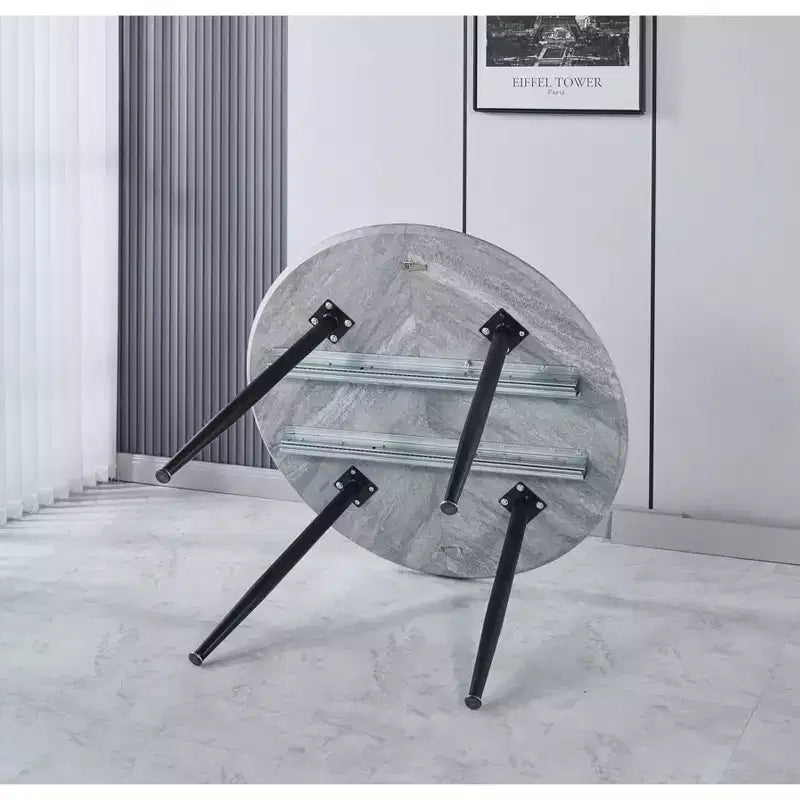 Extensible Dining Table with Metal Leg and MDF Top, 100/140/180x100x75cm, for Dining Room, Office, or Coffee Table