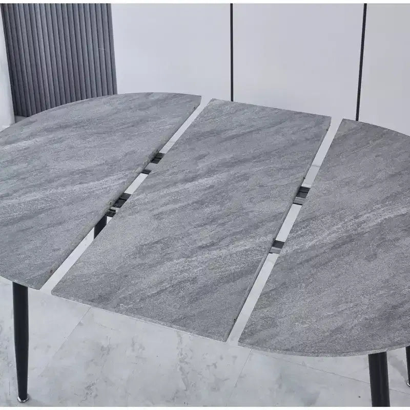 Extensible Dining Table with Metal Leg and MDF Top, 100/140/180x100x75cm, for Dining Room, Office, or Coffee Table