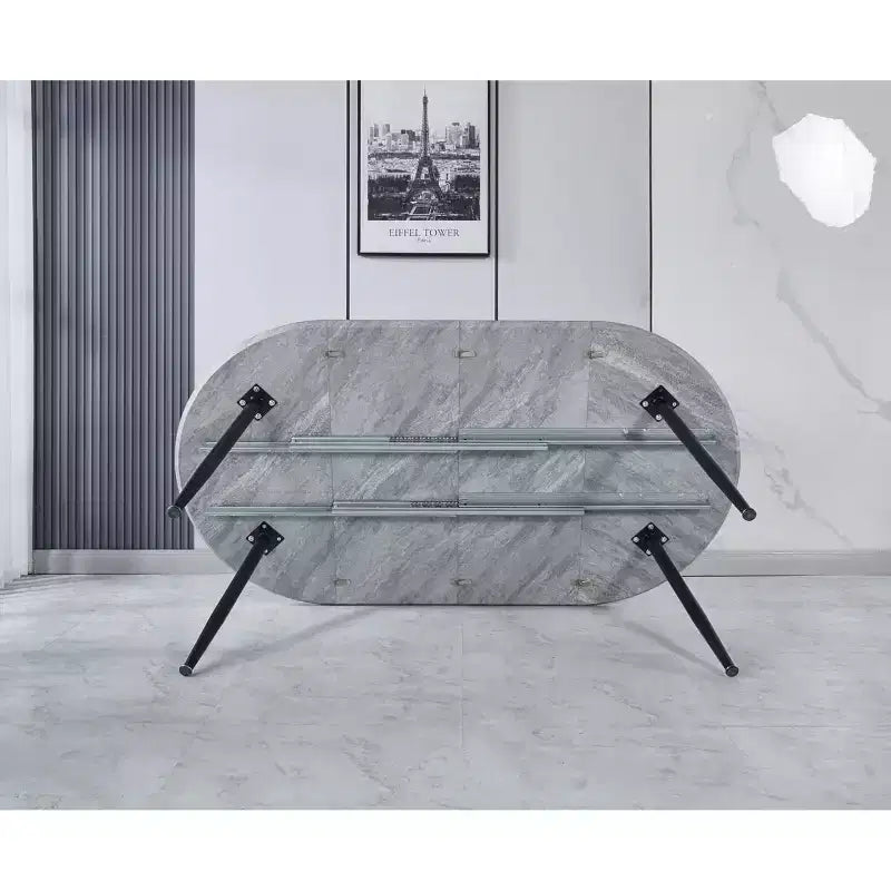 Extensible Dining Table with Metal Leg and MDF Top, 100/140/180x100x75cm, for Dining Room, Office, or Coffee Table