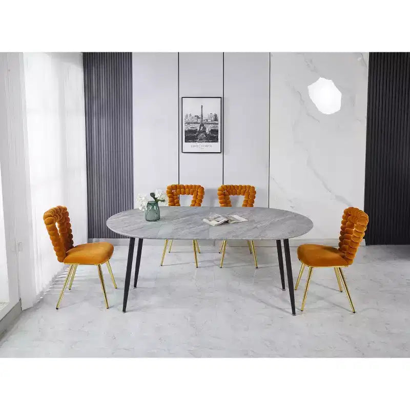Extensible Dining Table with Metal Leg and MDF Top, 100/140/180x100x75cm, for Dining Room, Office, or Coffee Table