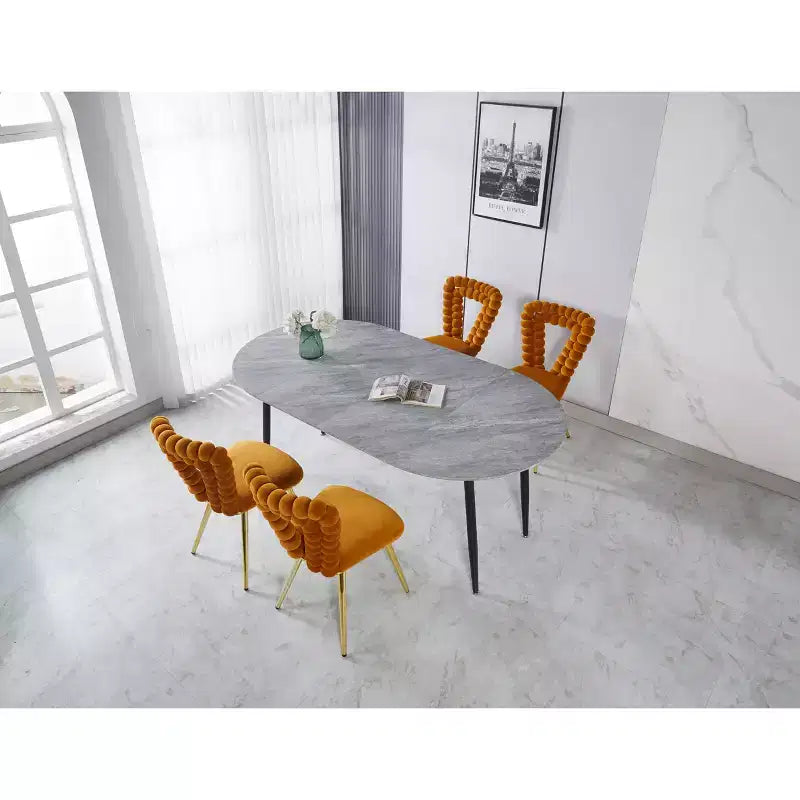 Extensible Dining Table with Metal Leg and MDF Top, 100/140/180x100x75cm, for Dining Room, Office, or Coffee Table