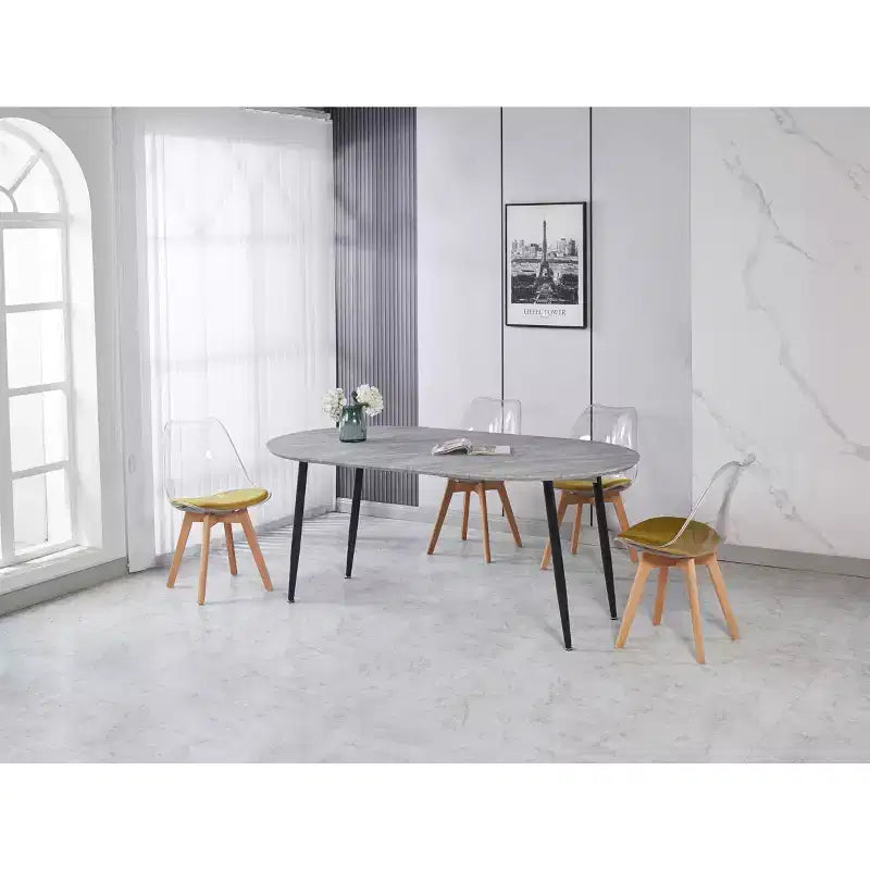 Extensible Dining Table with Metal Leg and MDF Top, 100/140/180x100x75cm, for Dining Room, Office, or Coffee Table
