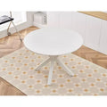 42.1-inch Mid-Century Dining Table with Round MDF Table Top and Cross Leg, for 4-6 People, Also Functions as Coffee Table