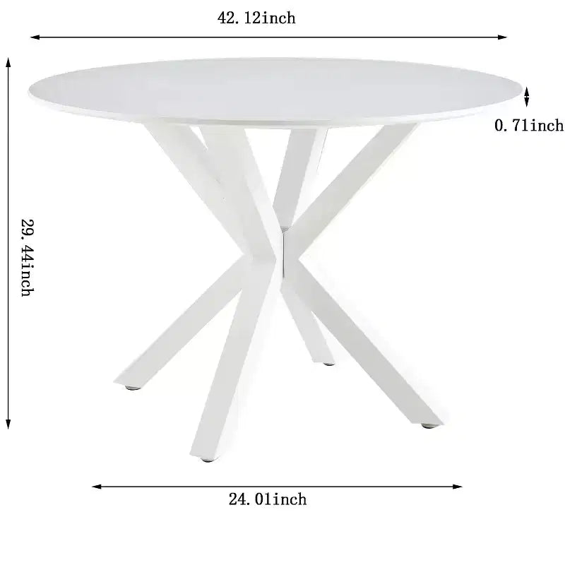 42.1-inch Mid-Century Dining Table with Round MDF Table Top and Cross Leg, for 4-6 People, Also Functions as Coffee Table